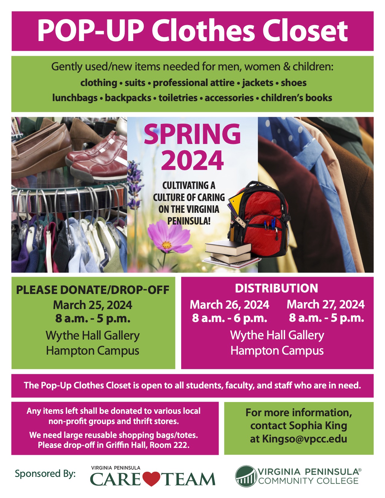 POP-UP Clothes Closet - DISTRIBUTION  Virginia Peninsula Community College