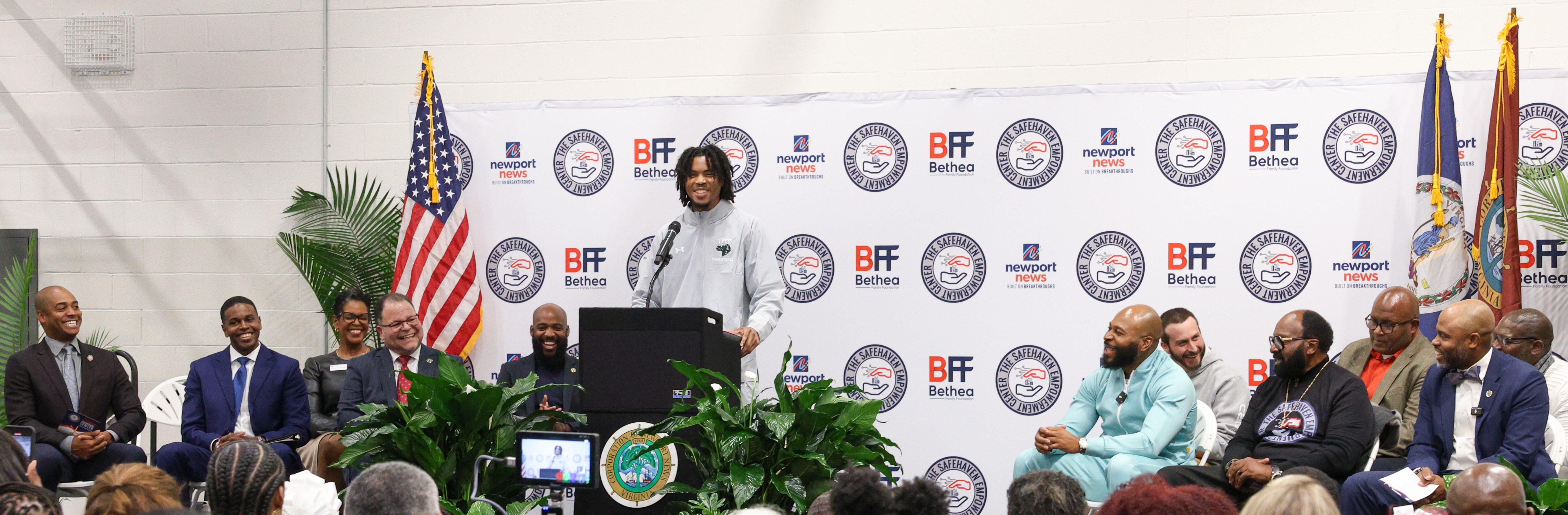 VPCC basketball player Asheton Glass spoke at the ribbon-cutting ceremony, pointing out what it means to have a place to call home.