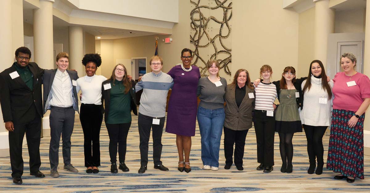 Foundation banner with student award recipients