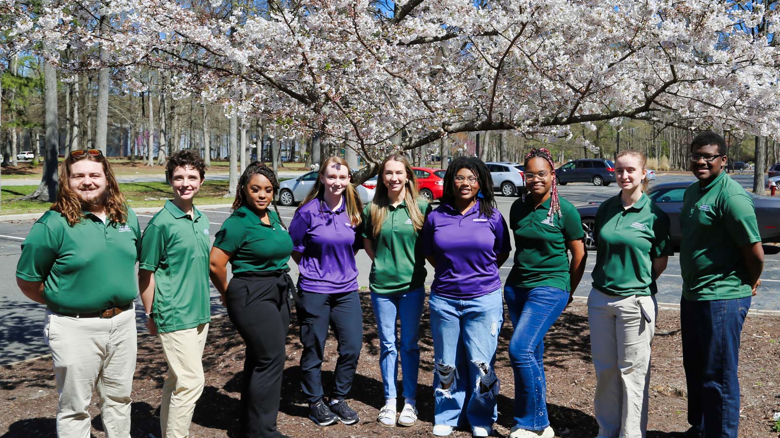 SGA staff posing under a tree