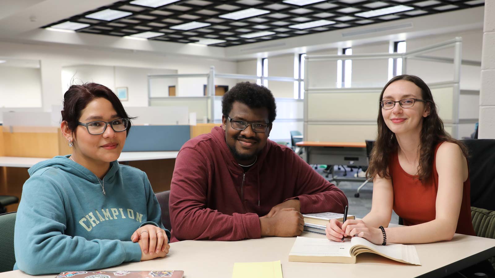 students learning together in the library