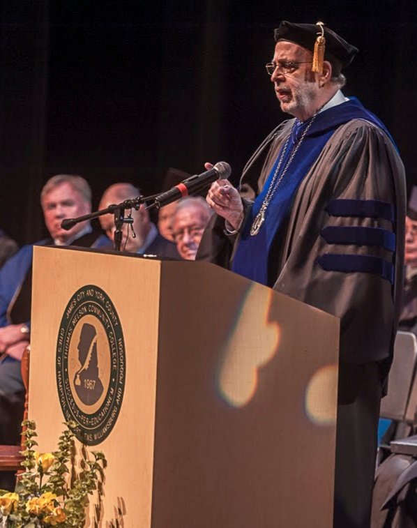 Dr. John T. Dever is pictured during his inauguration ceremony at the College's auditorium on the Hampton campus