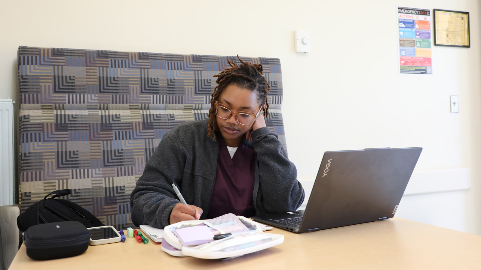 A student working within the Shared Services Distance Learning system