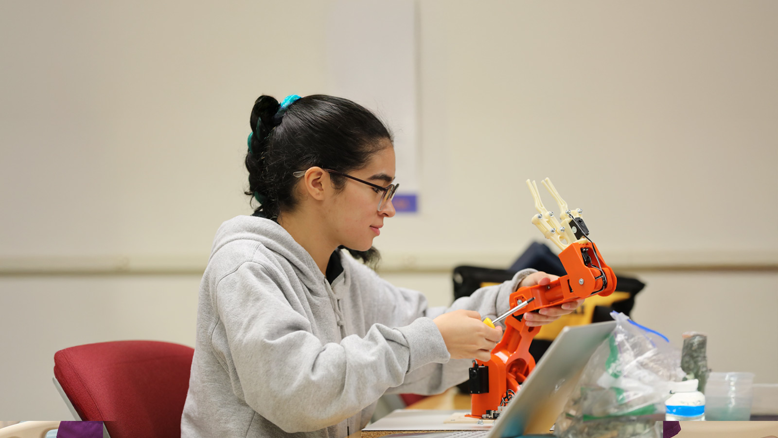 Student working in a Microprocessor Applications class